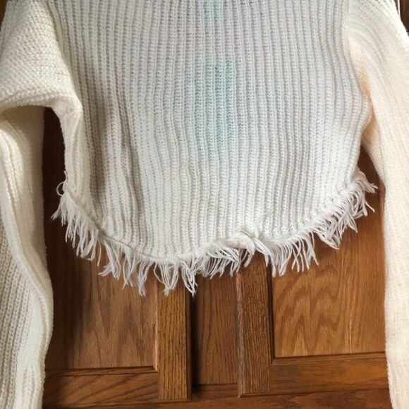 NWT Y2K School Girl Knit Embroidered Slogan Thrashed Crop Sweater - M - Picture 8 of 11